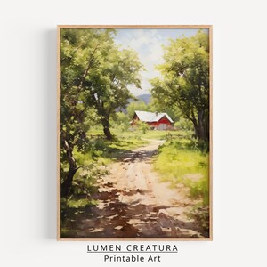 Spring Country Wall Art | Vertical Landscape Painting | Vintage apple tree Landscape Oil Painting , Digital Download