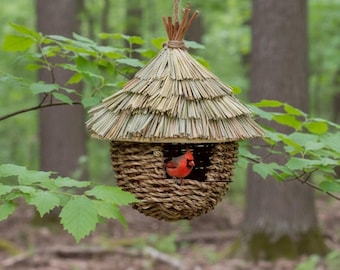 Big Woven Bird House Hanging Bird Nest Handmade Birdhouse Outdoor Garden Hummingbird House Chickadee House Gift For Bird Lover
