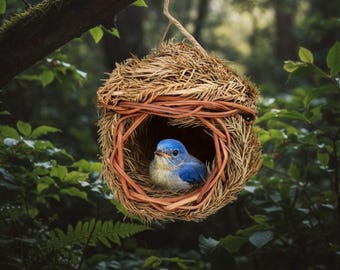 Woven Bird House Hanging Bird Nest Handmade Birdhouse Outdoor Garden Hummingbird House Chickadee House Gift For Bird Lover Rustic Birdhouse