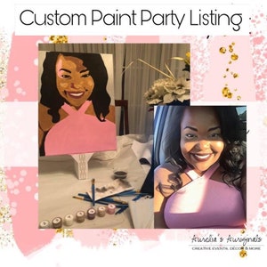DEPOSIT ONLY Paint Party Listing Personalized Canvas Paint Kit, Selfie Paint Kit, Custom DIY Paint by Number, Selfie Sip and Paint 画像 1