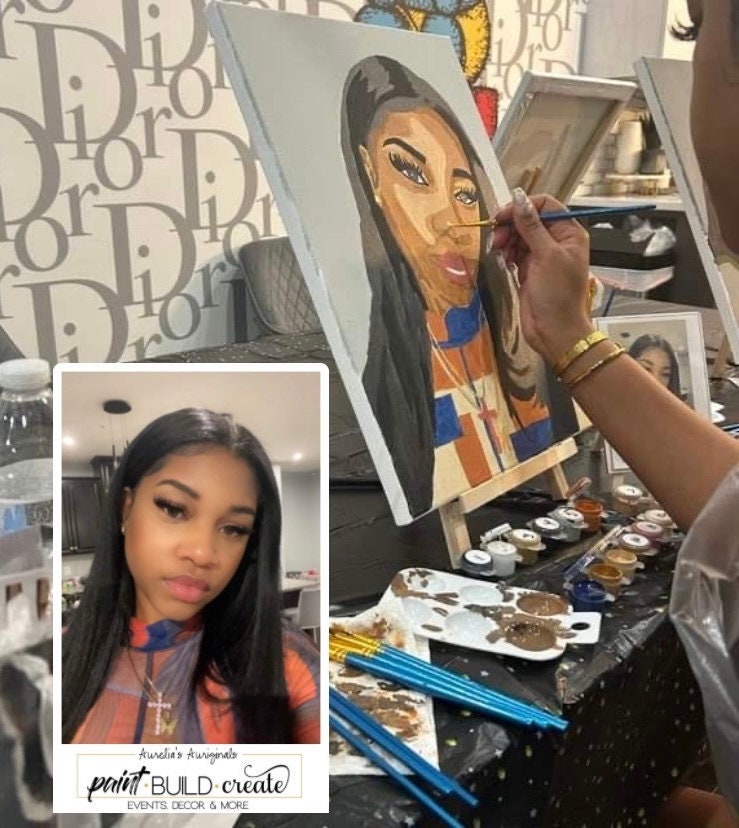 DIY Paint by Number, Selfie Paint Kit, Personalized Canvas Paint Kit, Date Night, Selfie Sip and Paint Party