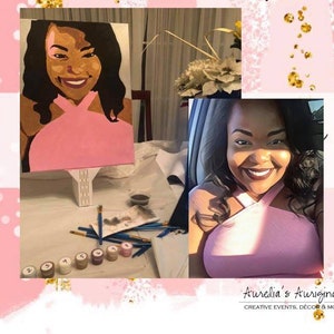 DIY Paint by Number, Selfie Paint Kit, Personalized Canvas Paint Kit, Date Night, Selfie Sip and Paint Party image 2