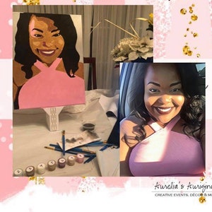 Personalized Canvas Paint Kit, Selfie Paint Kit, Custom DIY Paint by Number, Date Night, Selfie Sip and Paint Party image 2