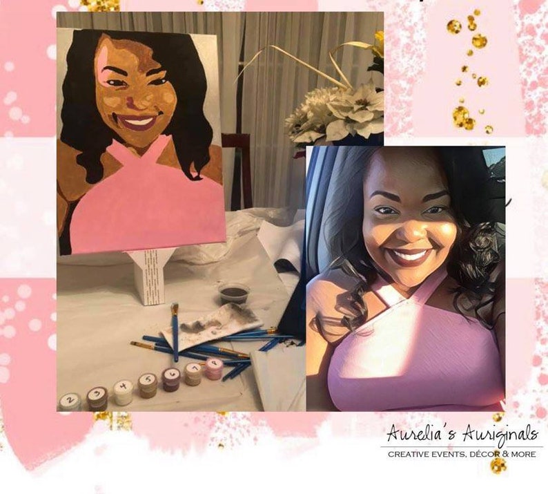 Personalized Canvas Paint Kit, Selfie Paint Kit, Custom DIY Paint by Number, Date Night, Selfie Sip and Paint Party image 2