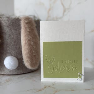 Tarjeta de Pascua minimalista – Felices Pascuas – Tarjeta de felicitación hecha a mano con motivo de conejito en relieve – Diseño de alta calidad