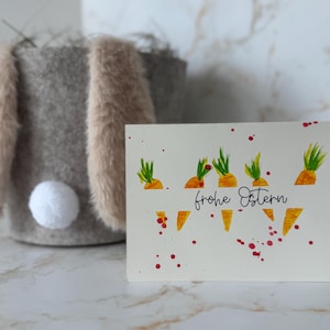 Carte de Pâques aquarelle – Carte de Pâques carotte peinte à la main, carte de vœux de Pâques, carte de vœux de Pâques unique, papeterie de printemps