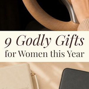 May include: A gold charm bracelet with a cross, book, and letter T, a gold ring, and three rectangular cases with text: 9 Godly Gifts for Women this Year, If the stars are made to worship so will I, Psalm 37:23, and Joshua 1:9.