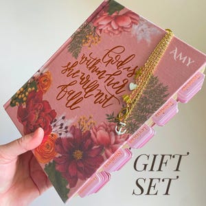 Journaling Bible with Tabs Women NIV Study Bible Personalized Large Print Pink Bible Tabbed Christian Gift Set Baptism Bible with Note Space