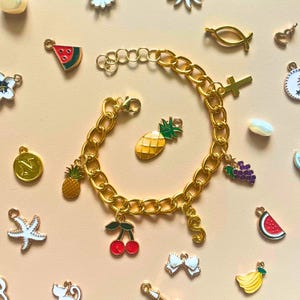 Build Your Own Charm Bracelet Custom Gold Charm Initial Personalized Gift for Wife Anniversary Customized Jewelry Birthday Gift for Girl