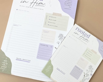 Rooted in Christ Daily Planner Notepad Christian Productivity Pad Faith Based To Do List Prayer and Gratitude Organizer for Women