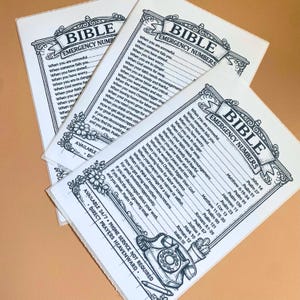 Bible Emergency Numbers Sticker Scripture Reference Guide Christian Coloring Sticker Bible Study Tool Faith Planner Insert Devotional Aid