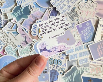 Faith Sticker Pack Bible Verse Waterproof Stickers Christian Journaling Kit Mystery Bundle Jesus Gift for Teen Girl Laptop Water Bottle