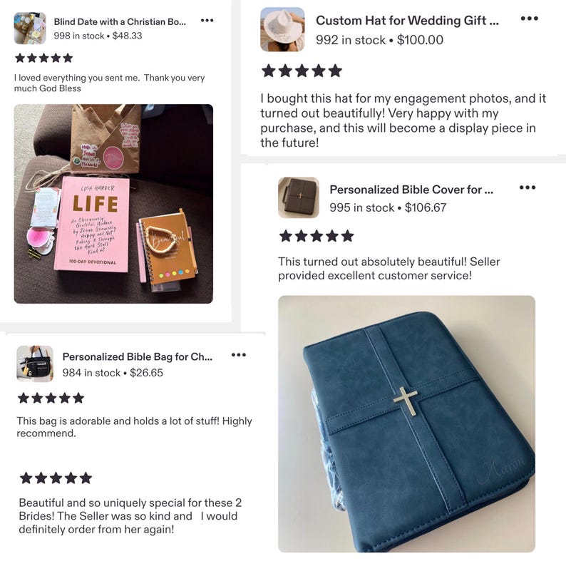 May include: A dark blue, rectangular, zippered Bible cover featuring a centered silver-toned cross emblem on the front panel. The cover has a smooth, matte texture and a structured design, providing a protective case for a book or Bible.