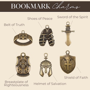 Large Print KJV Bible with Tabs Brown Faux Leather Custom Initial Charm Bookmark Gift Set for Baptism Bible Christian Armor of God image 9