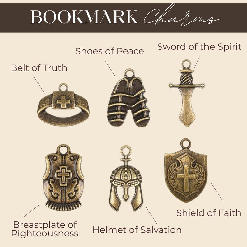 Large Print KJV Bible with Tabs Brown Faux Leather Custom Initial Charm Bookmark Gift Set for Baptism Bible Christian Armor of God image 9