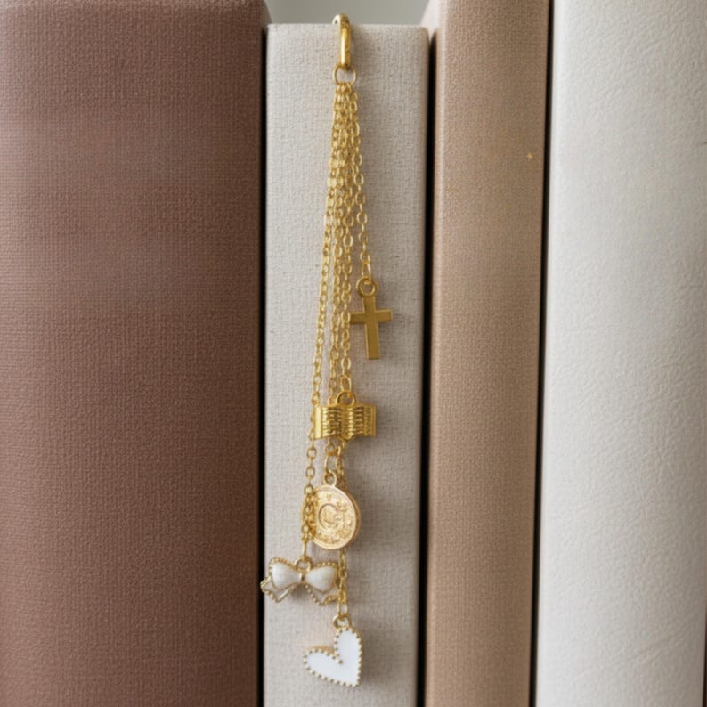 Avid Reader Gift for Book Lover Bookmark for Teacher Gift Bookish Metal Bookmark with Personalized Initial Custom Bible Study Journal Charm image 3