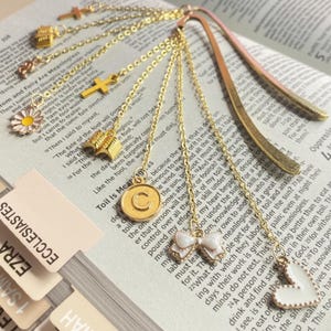 Avid Reader Gift for Book Lover Bookmark for Teacher Gift Bookish Metal Bookmark with Personalized Initial Custom Bible Study Journal Charm image 8
