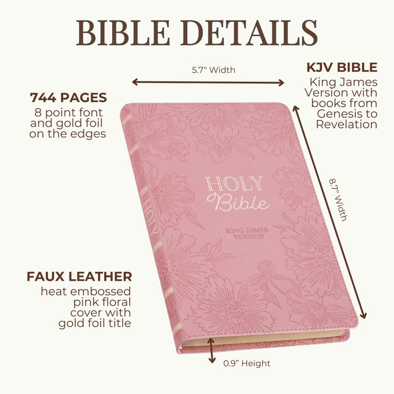 Tabbed Bible with Flowers KJV Bible for Women Christian Gift for Wife Custom Bible with Tabs Faux Leather Floral Bible for Women Bible Study image 5