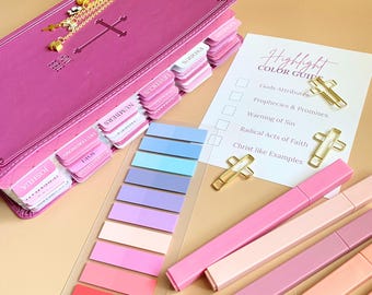 Bible Journaling Kit Aesthetic Pink Bible with Tabs for Bible Women Gift Set Girl Who Loves Jesus Bible Study Gift with Highlighter Set