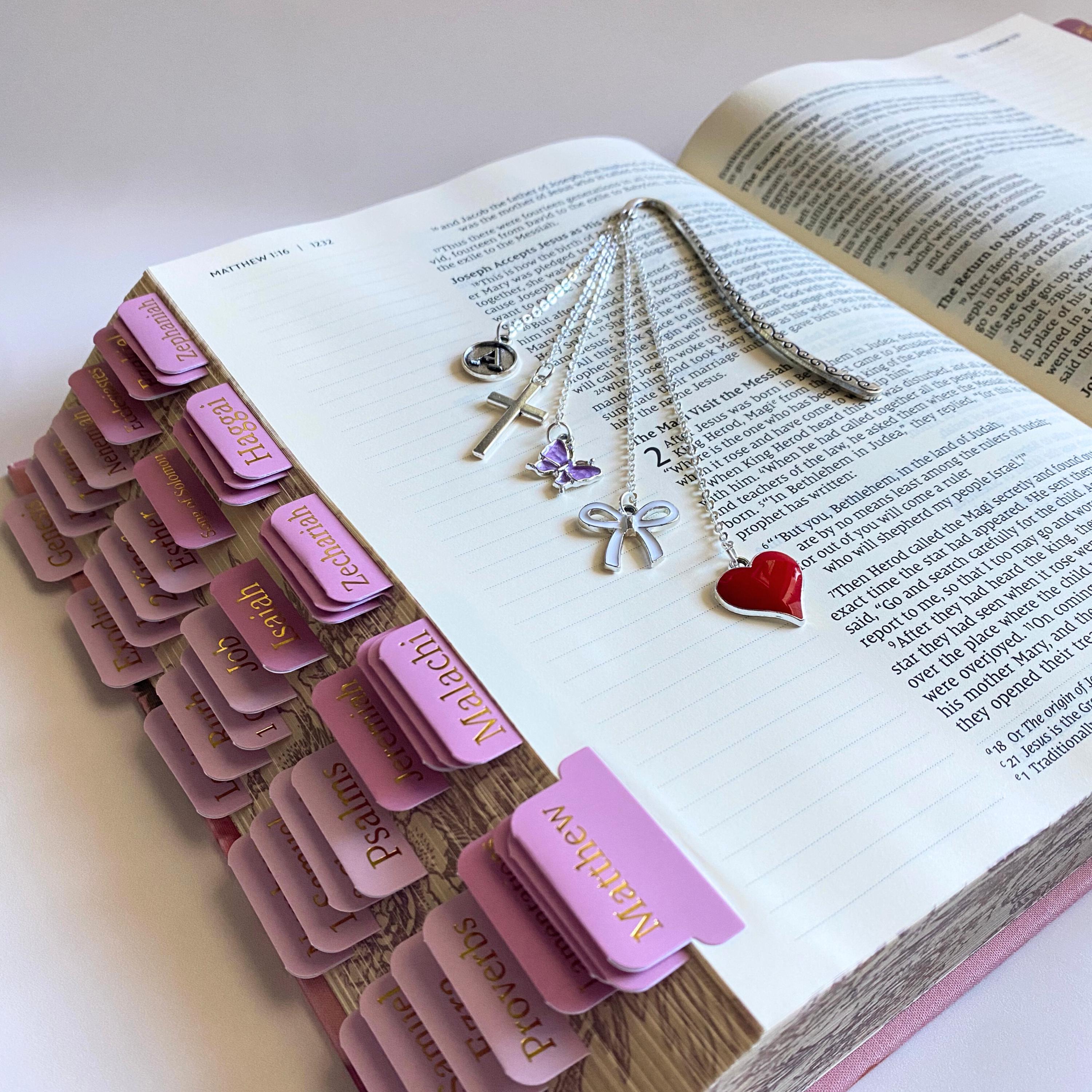 Silver Bookmark Charm Chain Personalized Bible Bookmark With Initial ...