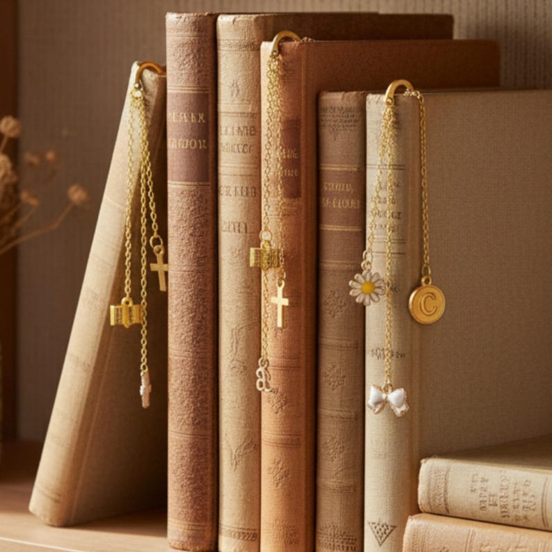 Avid Reader Gift for Book Lover Bookmark for Teacher Gift Bookish Metal Bookmark with Personalized Initial Custom Bible Study Journal Charm image 10