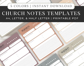 Church Notes Printable Sermon Notebook Digital Download Faith Based Note Taking Template Sunday Service Women’s Bible Study Journal