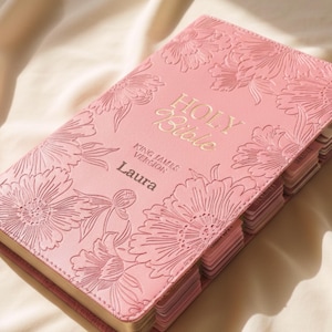 Tabbed Bible with Flowers KJV Bible for Women Christian Gift for Wife Custom Bible with Tabs Faux Leather Floral Bible for Women Bible Study image 15