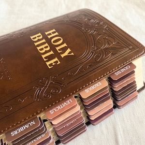 Large Print KJV Bible with Tabs Brown Faux Leather Custom Initial Charm Bookmark Gift Set for Baptism Bible Christian Armor of God image 12