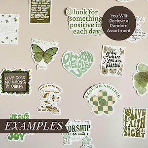 May include: An assortment of stickers with inspirational quotes and designs. The stickers feature phrases like "Love Does No Wrong To Others" and "Keep On Smiling." Designs include a butterfly, a heart, and a flower.