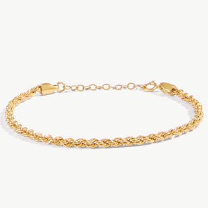 14K Solid Gold Twisted Rope Chain Bracelet, Gold Rope Bracelet, 14K Rope Bracelet, Solid Rope Chain, Twist Rope Bracelet, Rope Bracelet