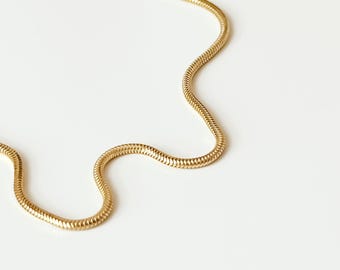 14K Solid Gold Snake Chain Necklace: Tarnish Free, Waterproof and Durable
