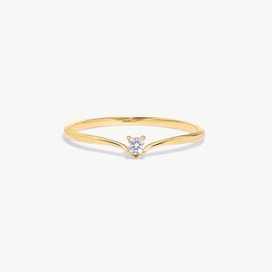 14K Solid Gold V-Ring: Wishbone Stacking Ring