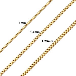 Dainty 14K Gold Box Chain Bracelet - Yellow, Rose, White Gold