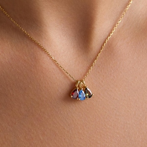 14K Gold Birthstone Necklace, Minimalist Necklace, Dainty Diamond Birthstone Necklace, Gift for Mom, Mother’s Day Gift, Gift for Her