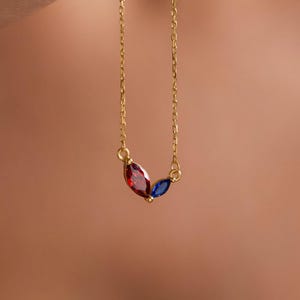 14K Gold Birthstone Necklace, Dainty Gold Jewelry Gift for Her, Minimalist Necklace, Mother&#39;s Day Gift, Anniversary Gift