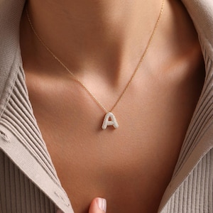 Collar con letra de burbuja, collar con letra 3D, collar con inicial de burbuja, regalo de Navidad, regalo para ella, regalo de cumpleaños, regalo para el Día de la Madre