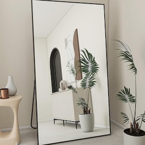 Floor Mirror 71&quot;x31&quot; Full Length, Bedroom Floor Mirror with Stand, Large Black Mirror, Leaning, Standing or Hanging Horizontally/Vertically