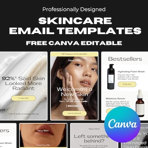 Skincare Email Template | 30 Canva Editable Email Templates | Mailchimp Email Template | Klaviyo Email Template | Email Design