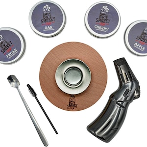 Whiskey Cocktail Smoker Kit with Butane Torch, 4 Types of Wood Chips and More by Smokey Crew Comes With Gift Box - Get the Gift for Him