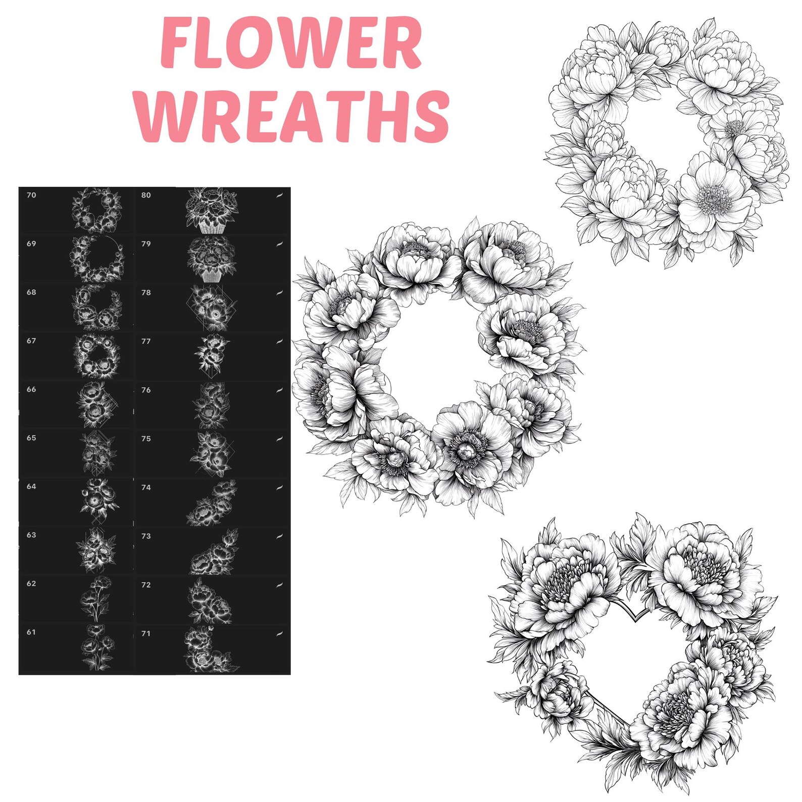 Procreate Peony Flowers Brushes | 100+ Peony Flower Procreate Stamps ...