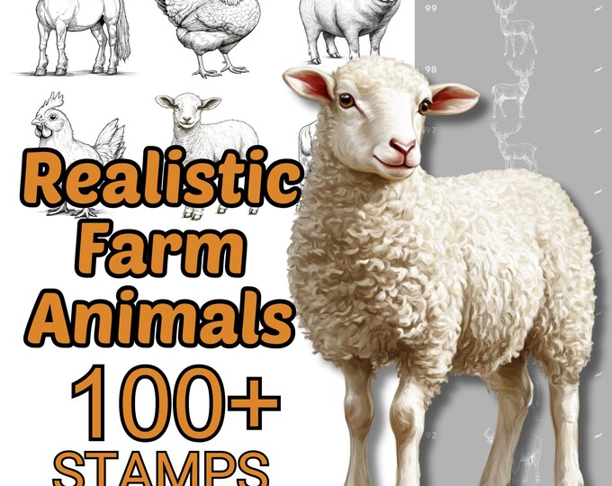 Procreate Realistic Farm Animals Brushes | 100+ Farm Animals Procreate ...