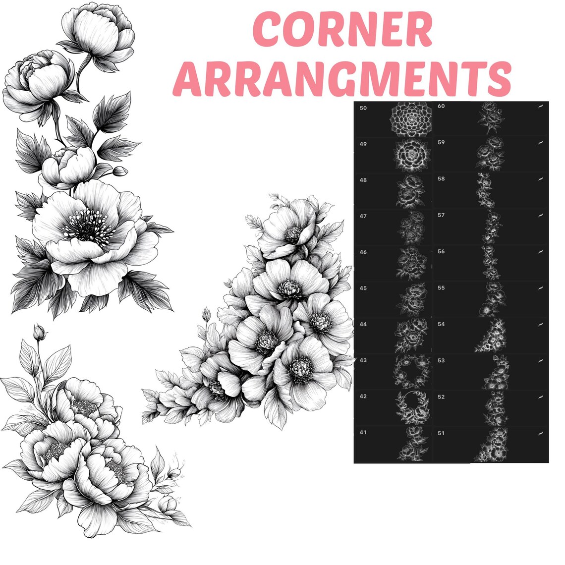 Procreate Peony Flowers Brushes | 100+ Peony Flower Procreate Stamps ...