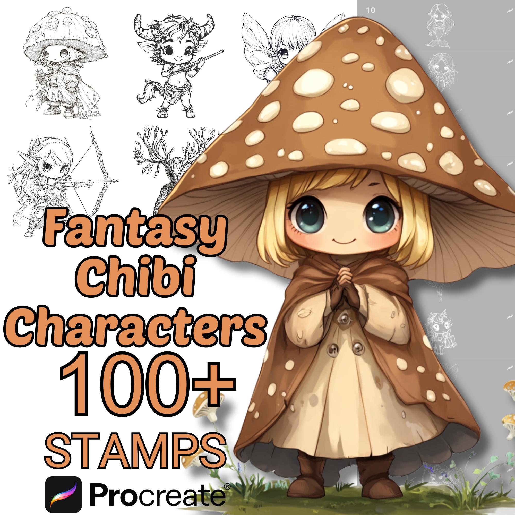 Procreate Chibi Fantasy Characters Brushes â 100+ Cute Kawaii Stamp Set for Boys & Girls