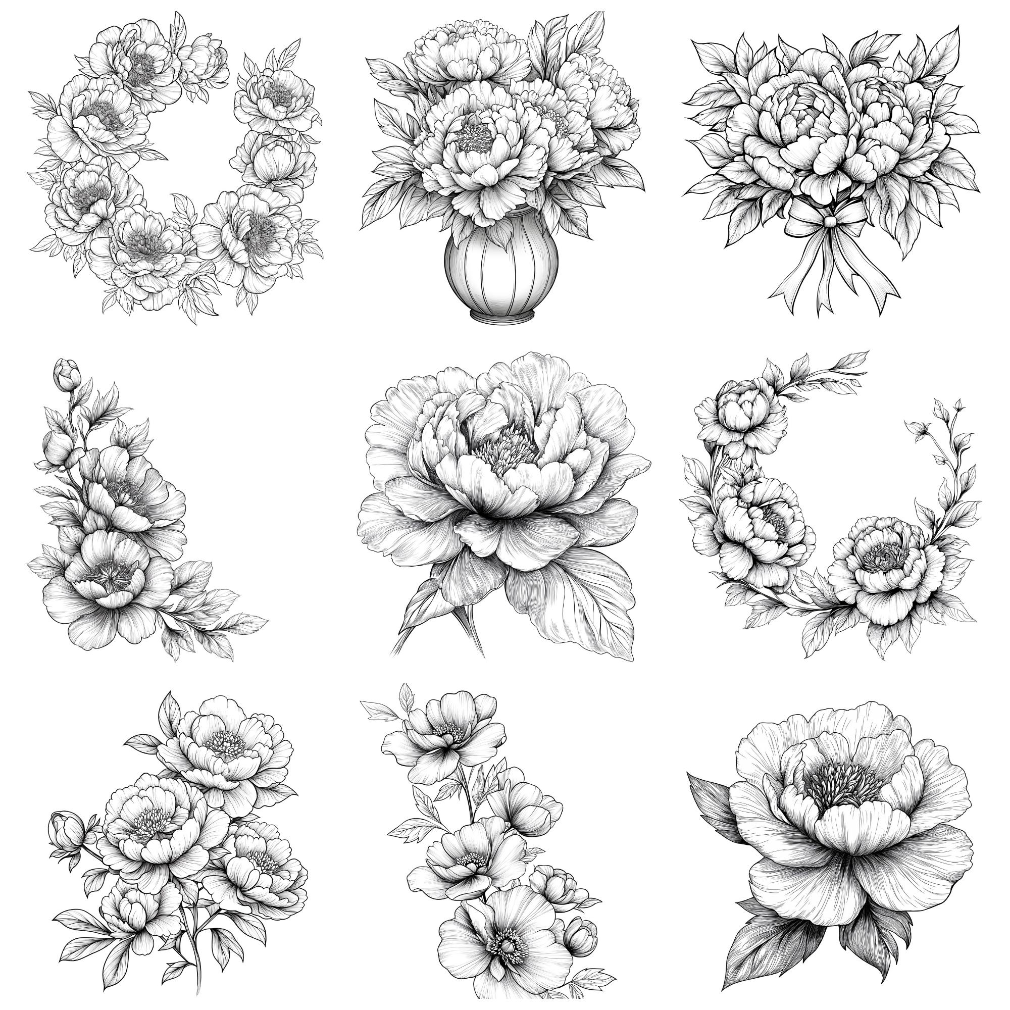 Procreate Peony Flowers Brushes | 100+ Peony Flower Procreate Stamps ...
