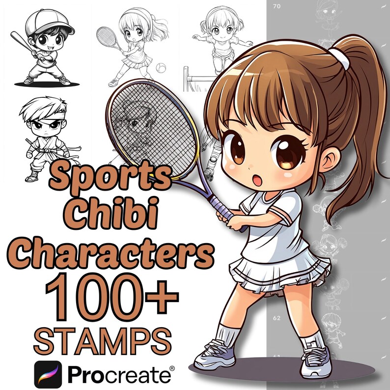 Vs Chibi Racket Procreate Chibi Sports Characters Brushes | 100+ Cute Chibi Sports ...