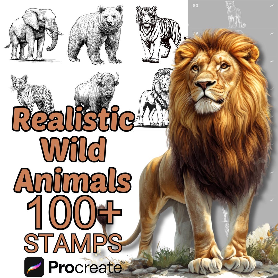 Procreate Realistic Wild Animals Brushes | 100+ Wild Animals Procreate ...