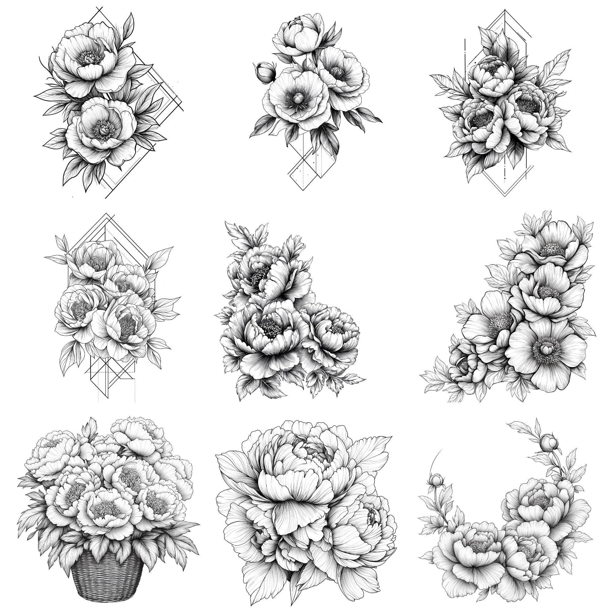 Procreate Peony Flowers Brushes | 100+ Peony Flower Procreate Stamps ...