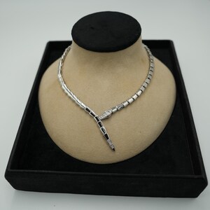 CZ serpenti necklace snake head necklace viper necklace 925 silver 18k white gold plated