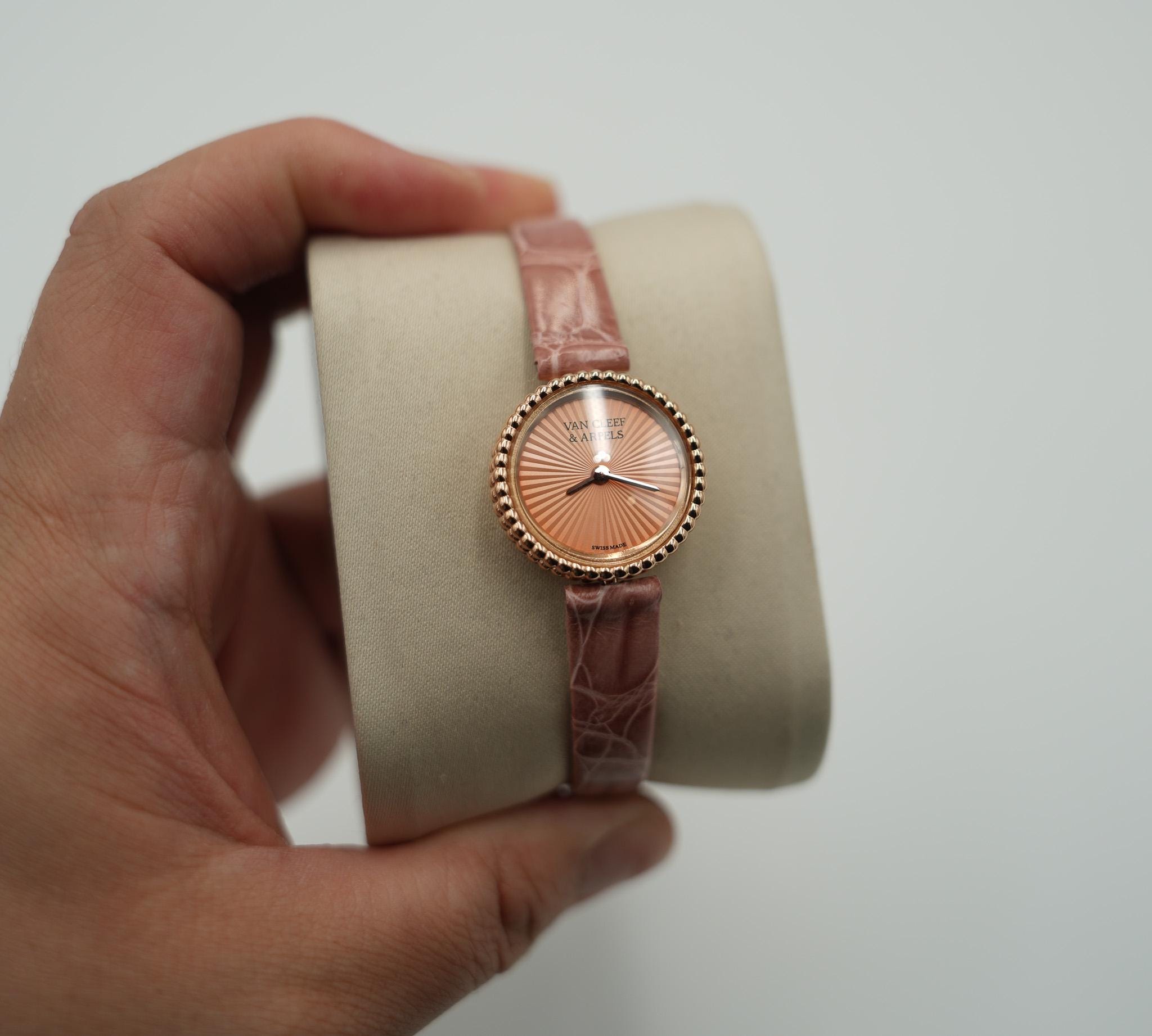 Pink Guillioche perlee watch quartz watch Lady arpels