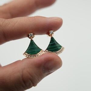 Malachite diva earrings 925 silver 18k rose gold plated earrings studs back